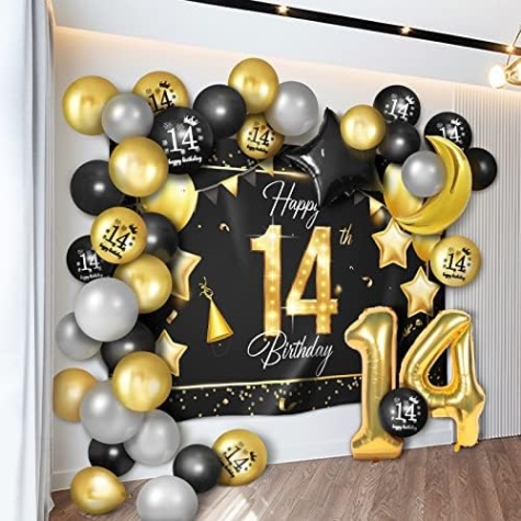 Backdate 1 Happy Th Birthday Balloons Gold Set Decor - Cheers To  Years Old Party  Theme Garland Star Moon Banner Backdrop Decorations For Kids Supplies