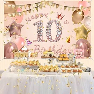 Backdate 1 Happy Th Birthday Decorations Backdrop Banner For Girls Happy  Years  Old Party Fabric Sign Poster Girl Birthday Rose Pink Photo Background Th