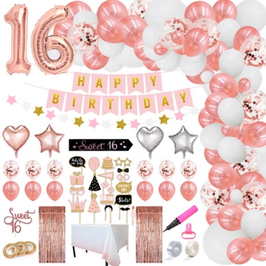 Backdate 1 Rose Gold Th Birthday Party Decorations Balloons Party Th