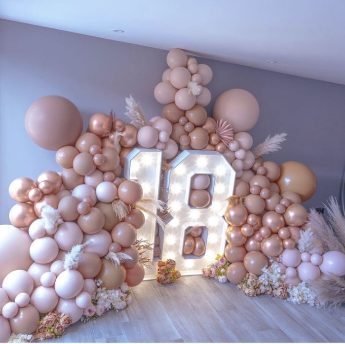 Backdate 1 Th Birthday Decorations: Balloons And Letters On The Wall