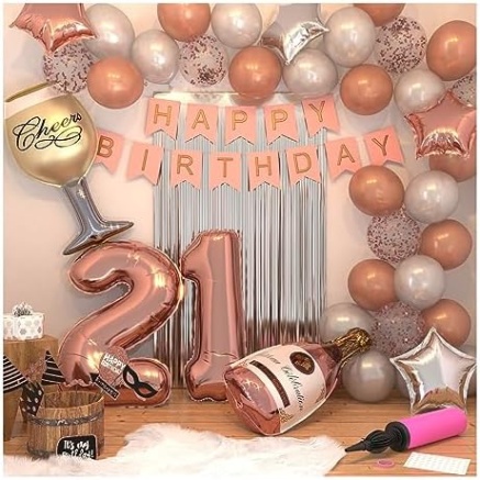 Backdate 2 Party Animal Rose Gold St Birthday Decorations For Her - St Birthday  Balloons And Happy St Birthday Decorations  Piece St Birthday  Backdrop