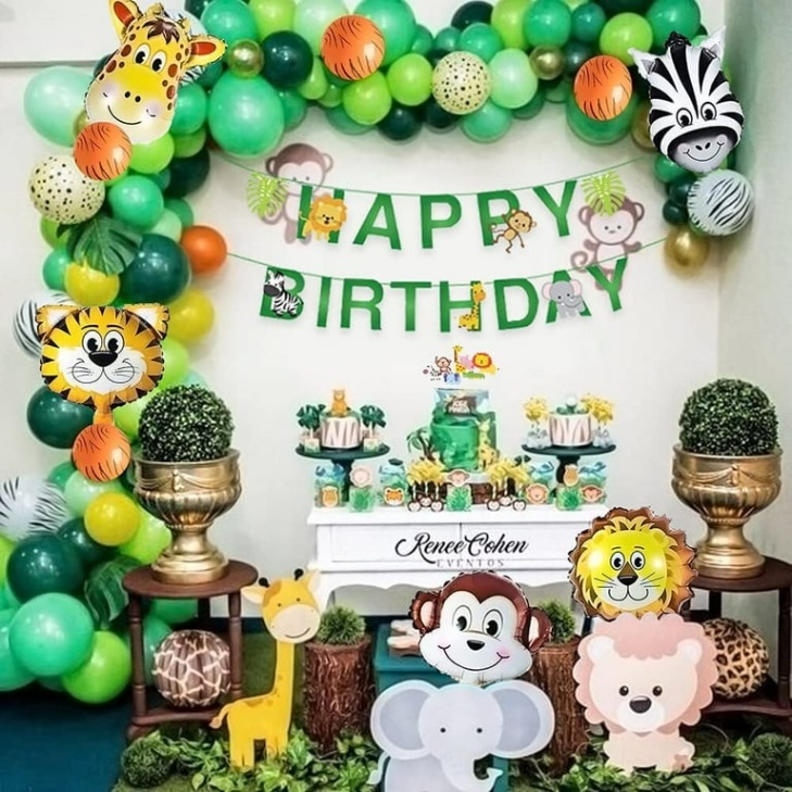 4 year birthday decoration Backdate 3 BIRLON  Year Old Boy Birthday Decorations, Boy th Jungle Safari Birthday  Balloons, Happy Birthday Banner, Pack of