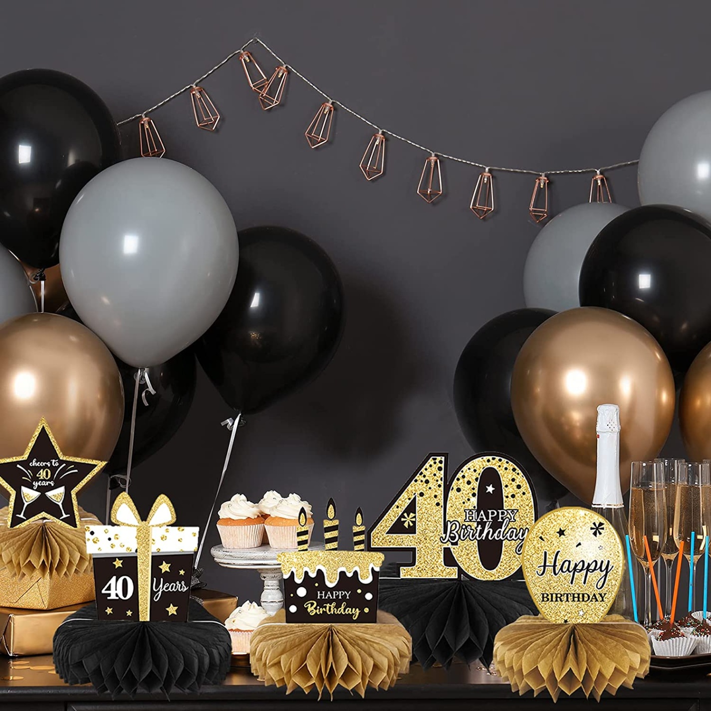 Backdate 3  Pieces Th Birthday Decoration Th Birthday Centerpieces For Tables  Decorations Cheers To  Years Honeycomb Table Topper For Men And Women  Forty