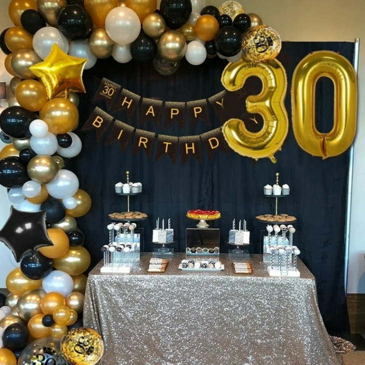 Backdate 3 SPECOOL Th Birthday Party Decorations Kit - Happy Birthday Banner, Th  Gold Number Balloons, Number  Balloon, Black And Gold Birthday