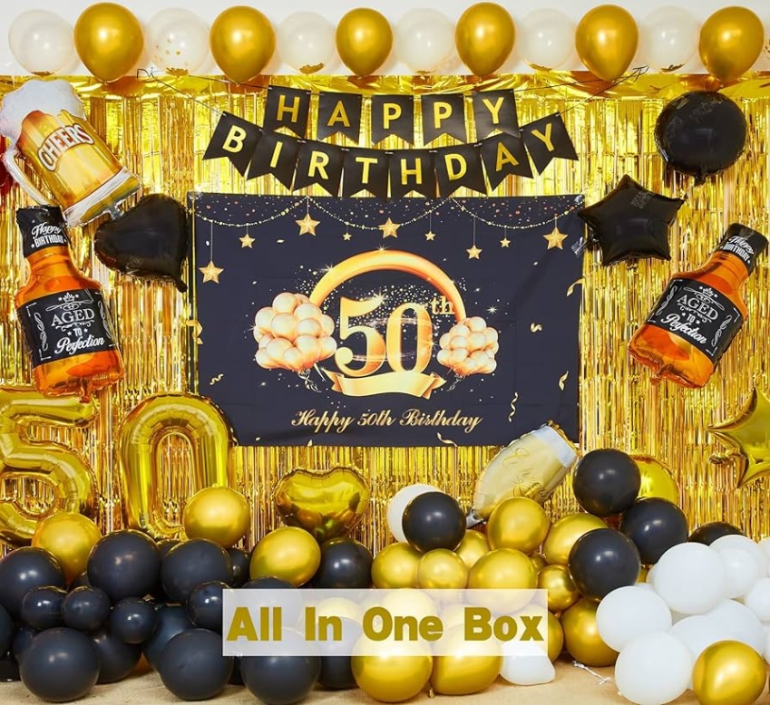 50th birthday party decoration ideas Backdate 4 th Birthday Party Decorations to  Years Old Party Supplies for Men with  Balloons Garland kit, th Birthday Backdrop, Happy Birthday Banner, Foil