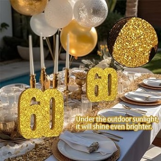 Backdate 5 Th Birthday Decorations For Men And Women,th Anniversary  Decorations,Glod Glitter Th Birthday Centerpieces For Table  Decorations,Number  Table