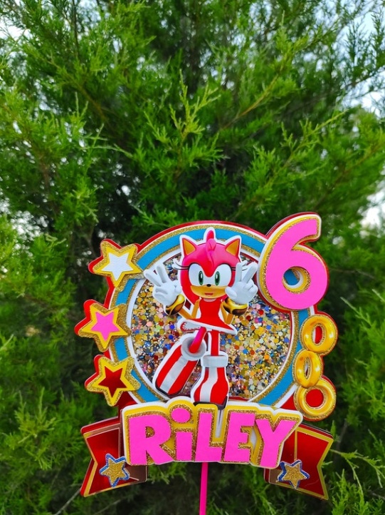 Niche Utama 1 Amy Rose Cake Topper/ Sonic The Hedgehog Cake Topper/ Amy Rose