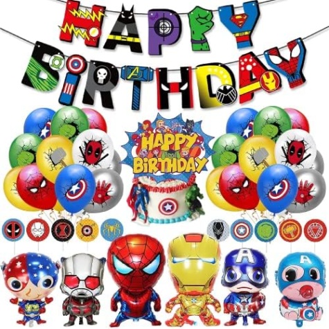 Niche Utama 1 Avenger Birthday Decoration,Superhero Birthday Party Supplies,marvel  Birthday Banner,Superhero Balloons,spiderman Toppers Cake Toppers, Pcs  Avenger