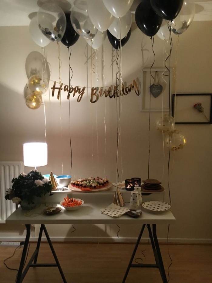 Niche Utama 1 Black, Gold, And White Birthday Decorations For Husband