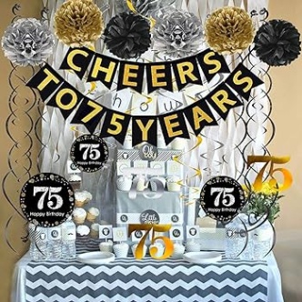 Niche Utama 1 Famoby Th Birthday Party Decorations Set  Gold Glittery Cheers To   Years Banner,Poms,Pcs Sparkling  Hanging Swirls For Th Birthday