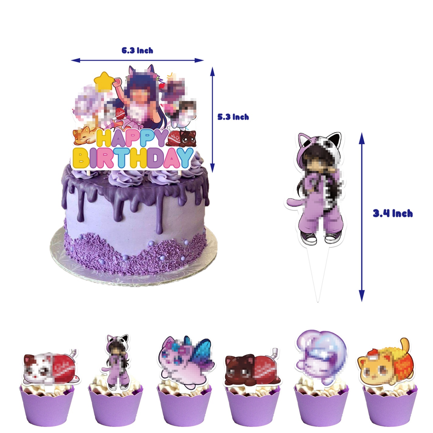 Niche Utama 1  Pcs Aphmau Birthday Party Supplies, Cartoon Game Cat Theme Party  Decorations Favors Set With Birthday Banner, Balloons, Cake Cupcake  Toppers,