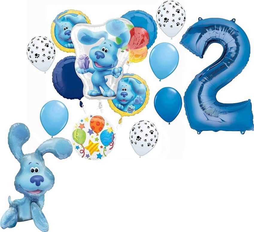 Niche Utama 2 Blue's Clues Nd Birthday Party Supplies Blue The Dog Table Topper Balloon  Bouquet Decorations