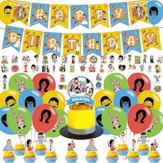 Niche Utama 2 Bobs Burgers Party Supplies,Decorations For Bobs Burgers Birthday Party  Supplies,Bobs Burgers Party Decorations Includes Banner, Cake Toppers,  Balloon