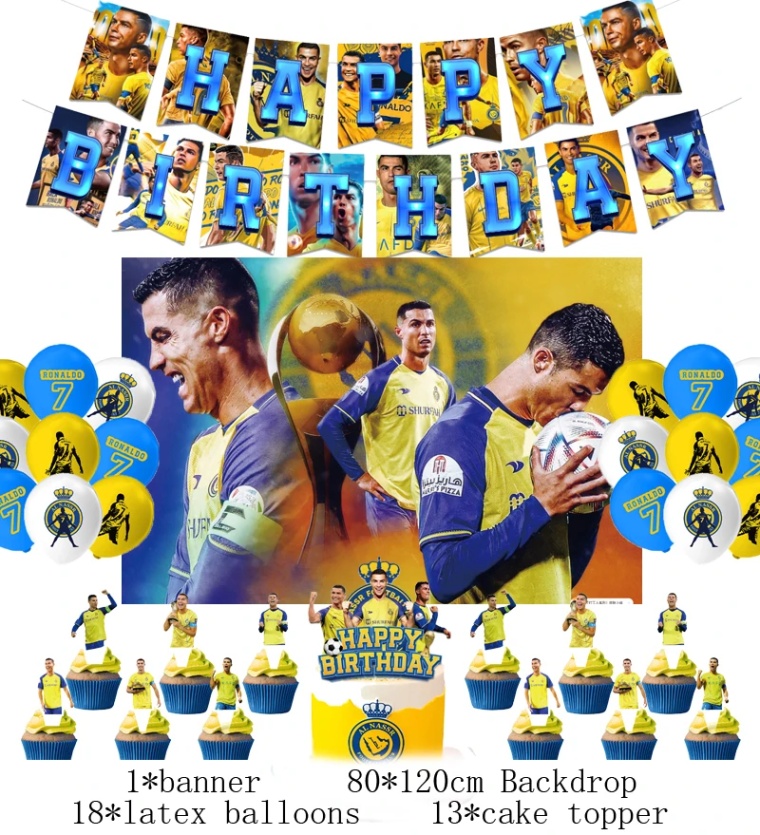 Niche Utama 2 Football Ronaldo Birthday Party Decorations Baby Shower Party