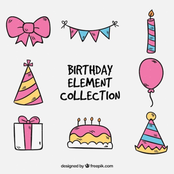 Niche Utama 2 Free Vector  Cute Hand Drawn Birthday Party Elements