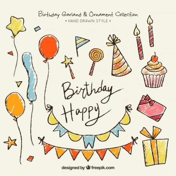 Niche Utama 2 Free Vector  Hand Drawn Birthday Decoration Pack  Birthday