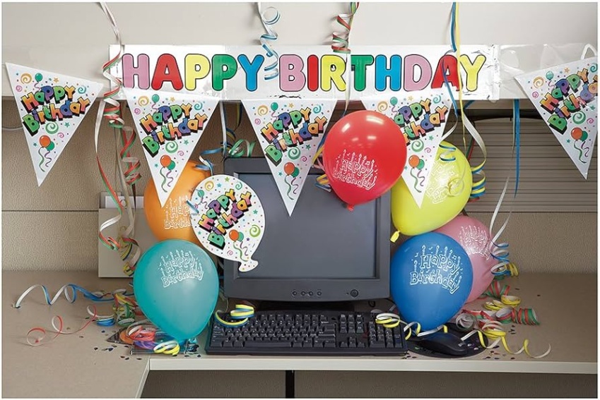 Niche Utama 2 Multicolor Office Table Birthday Decorating Kit -  Set (Balloons And  Banner) - Perfect For Office Birthday Celebrations