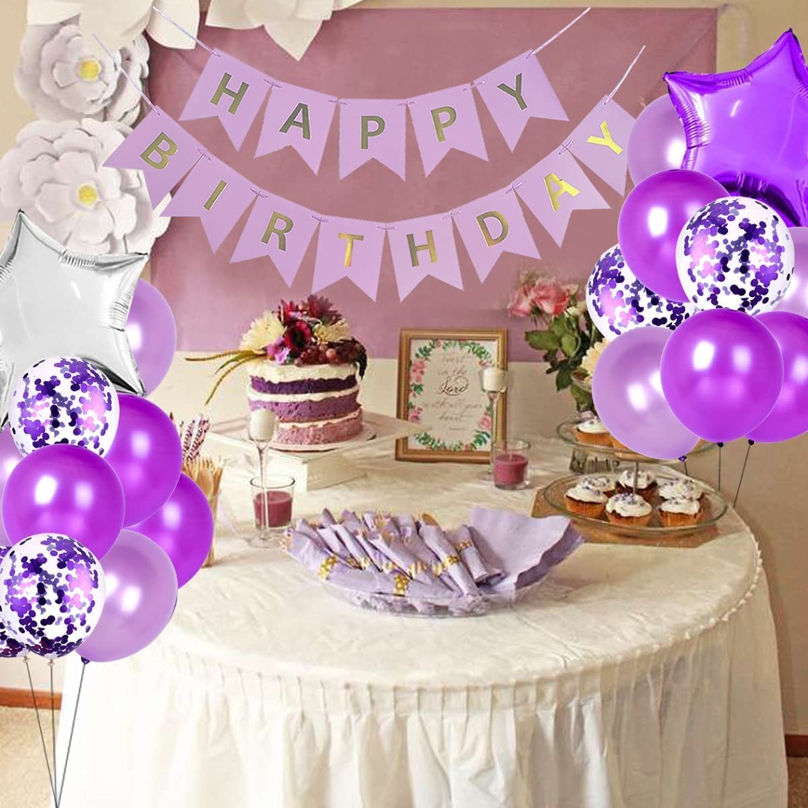 decor items for birthday Niche Utama 2 Purple th Birthday Decorations for Girls  Year Old Birthday Decorations  Happy th Birthday Cake Topper Party Supplies Purple Number  Foil