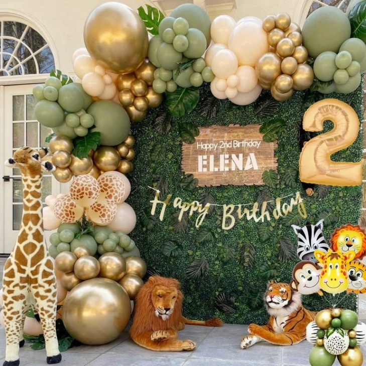 Niche Utama 2 SPECOOL Jungle Theme Two Wild Birthday Party Decorations, Sage Green Nd  Birthday Party Supplies Kit Animals Head Foil Balloons For Baby Boy Girl  Nd