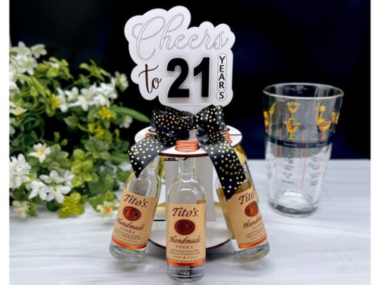 Niche Utama 2 St Birthday Gift For Her, Cheers To  Years Mini Liquor Bottle