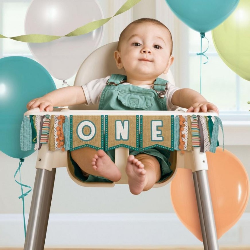 Niche Utama 2 Wilderness St Birthday Fabric & Ribbon High Chair Decoration, In